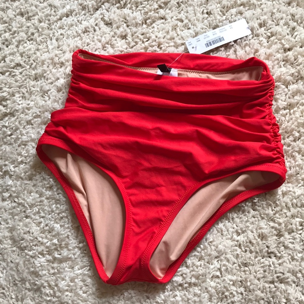 J crew red high waisted bikini bottom